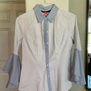 WHBM blue and white striped oxford shirt
